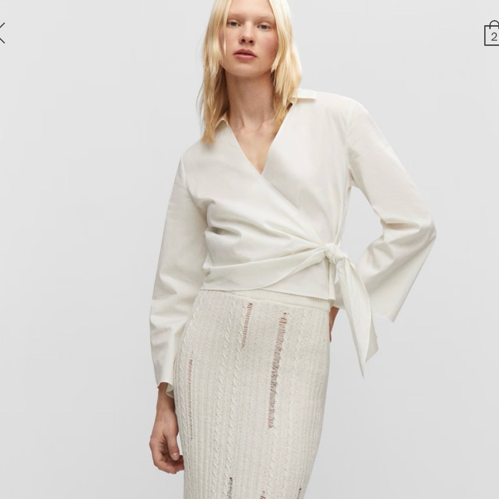 Mango white wrap top